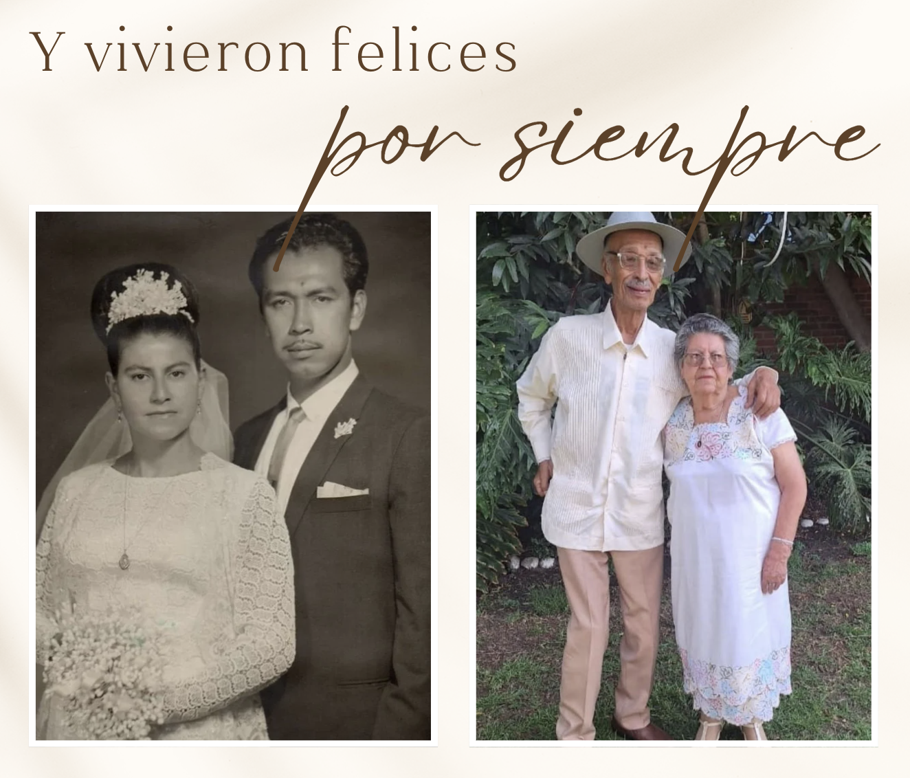 A before-after picture of Jesus & Cruz with the text 'And they lived happily ever after' in Spanish.